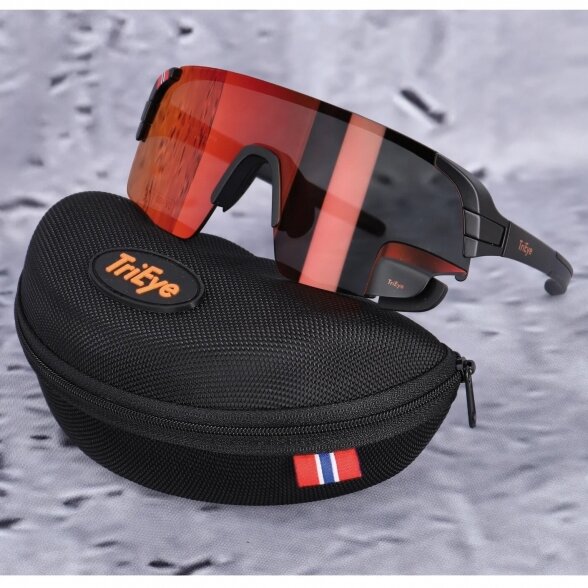 Sports glasses TriEye View Sport Revo, frame black, lens red, size M/L, cat. 3 4