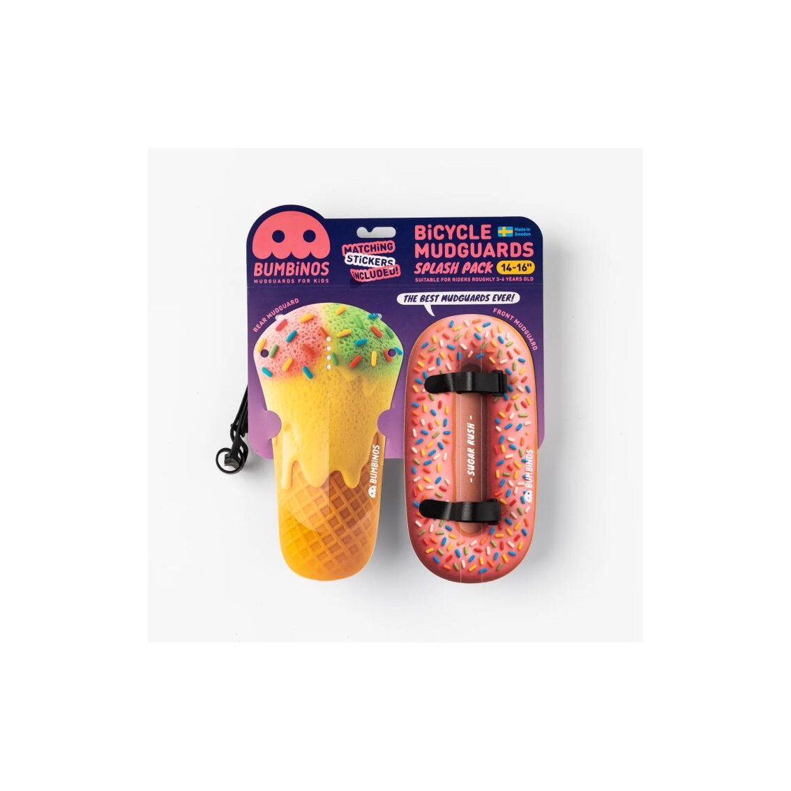 Ass Savers Bumbinos Spash Pack Sugar Rush 14-16" dubļusargi 3 Ass Savers Bumbinos Spash Pack Sugar Rush 14-16" dubļusargi 3