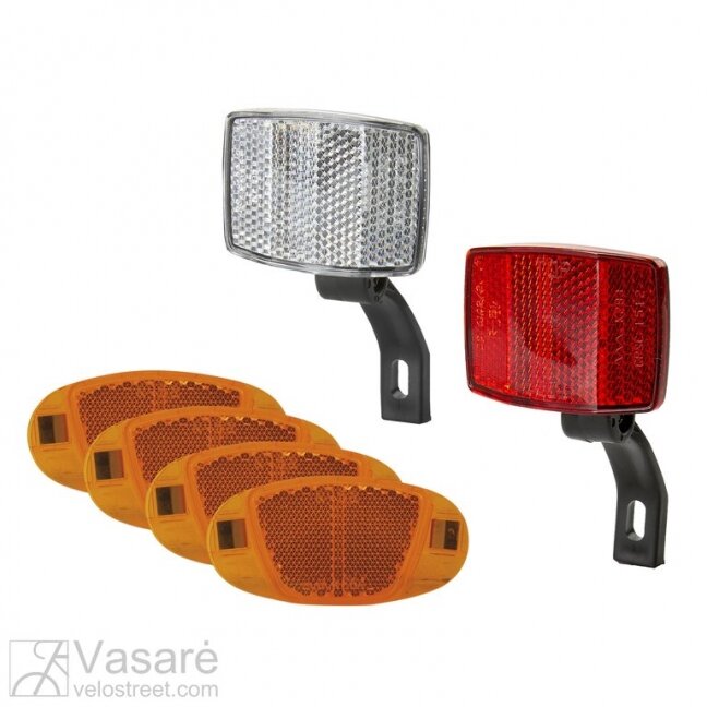Reflector set, each set consist of 4 x spoke reflectors, 1 for front, 1 for rear 3 Reflector set, each set consist of 4 x spoke reflectors, 1 for front, 1 for rear 3