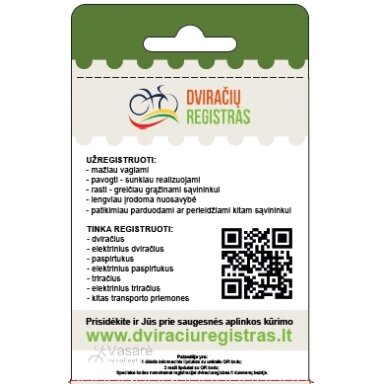 Dviračių registracijos paketas dviraciuregistras.lt