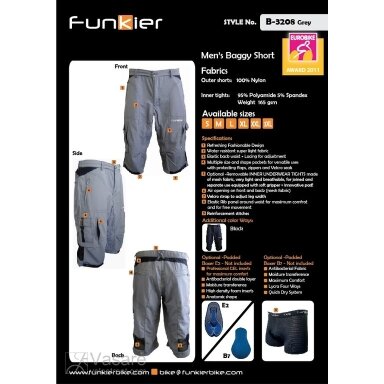 FUNKIER vyriški šortai iki kelių pilki FUNKIER vyriški šortai iki kelių pilki
