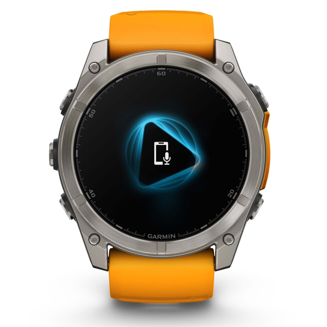 Watch Garmin fēnix® 8 – 51 mm, AMOLED  Sapphire, Titanium with Spark orange/graphite silicone band 19