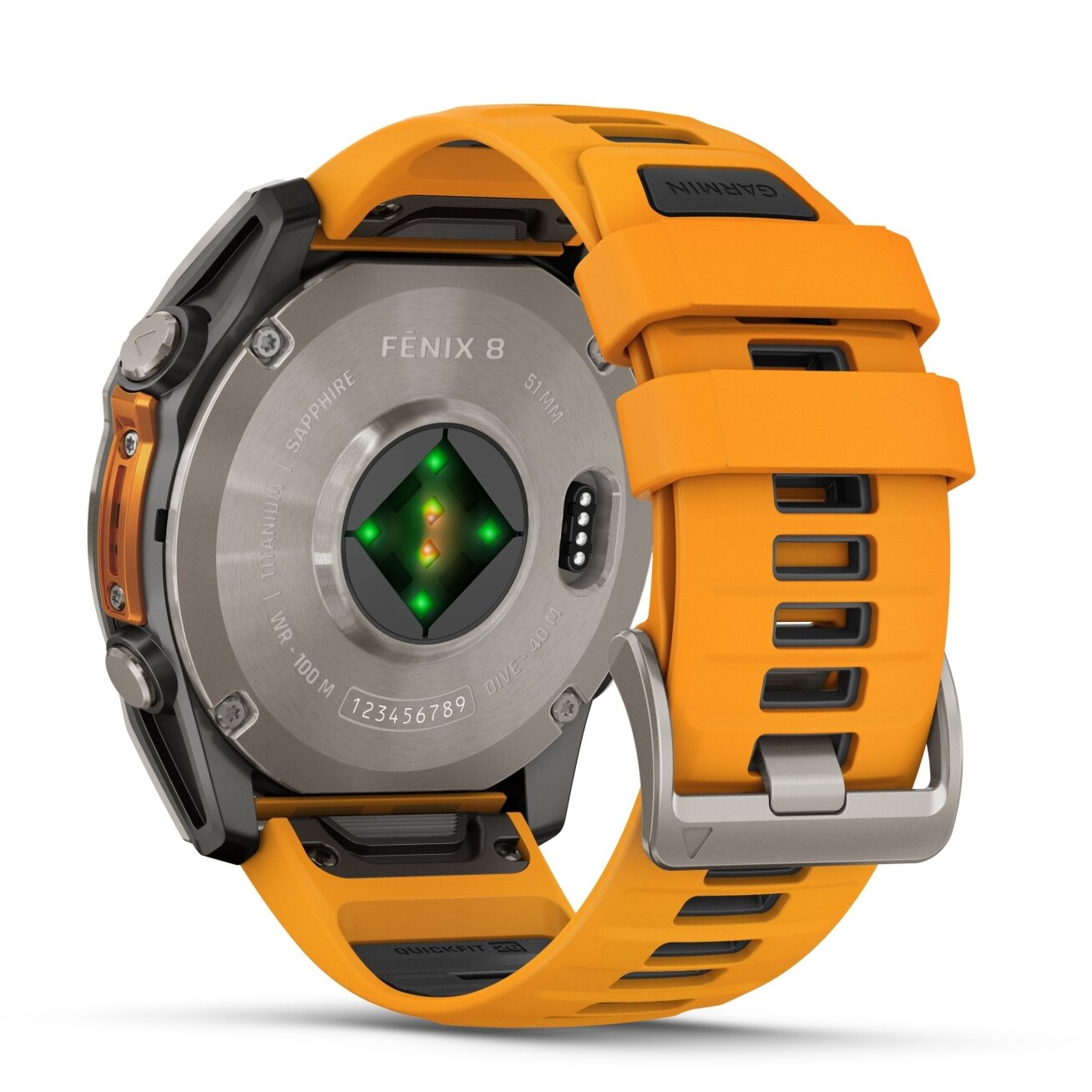 Watch Garmin fēnix® 8 – 51 mm, AMOLED Sapphire, Titanium with Spark orange/graphite silicone band 22 Watch Garmin fēnix® 8 – 51 mm, AMOLED Sapphire, Titanium with Spark orange/graphite silicone band 22