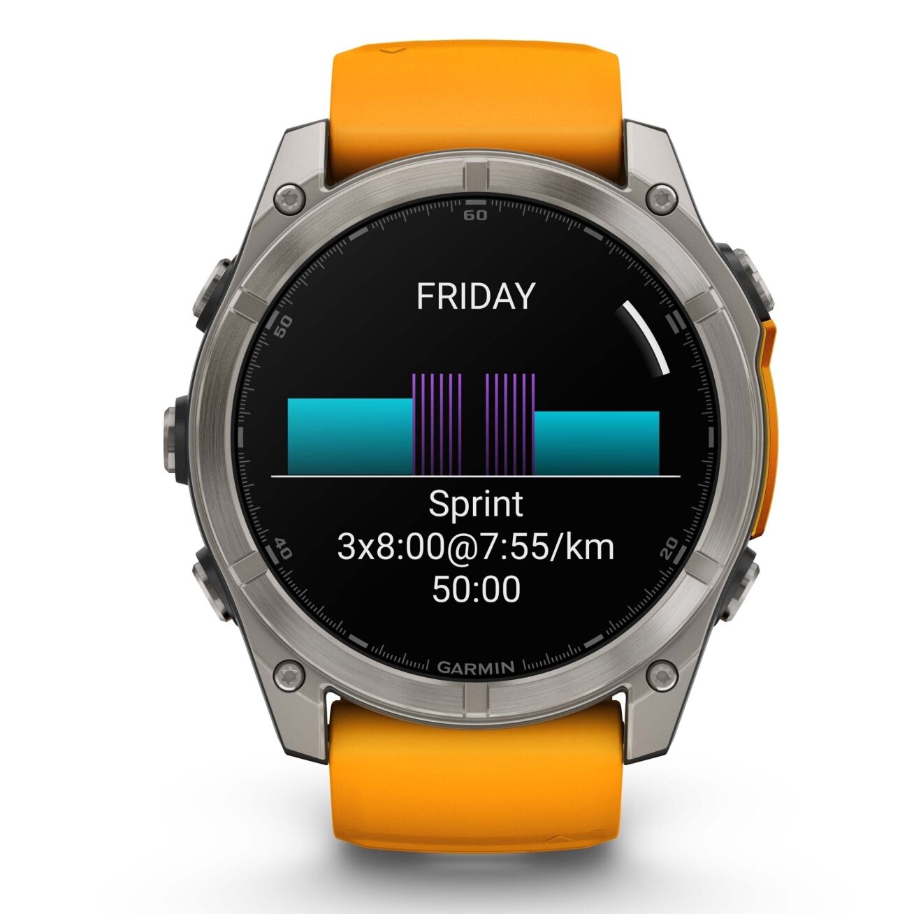 Watch Garmin fēnix® 8 – 51 mm, AMOLED  Sapphire, Titanium with Spark orange/graphite silicone band 11