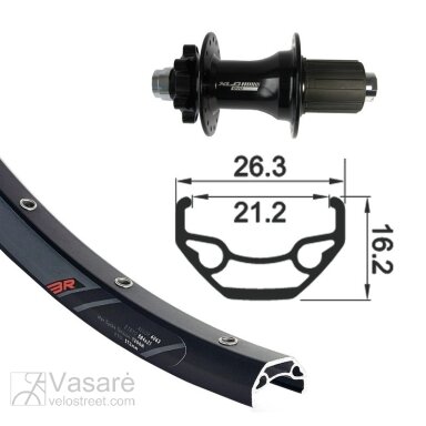 Galinis Ratas 27.5" XLC 6-bolt,bl.,TA 12,32h. Galinis Ratas 27.5" XLC 6-bolt,bl.,TA 12,32h.