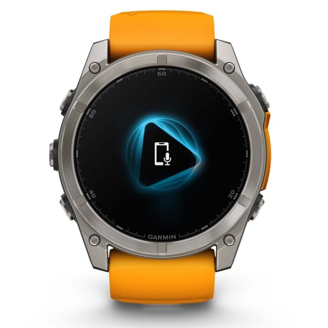 Watch Garmin fēnix® 8 – 51 mm, AMOLED  Sapphire, Titanium with Spark orange/graphite silicone band 19