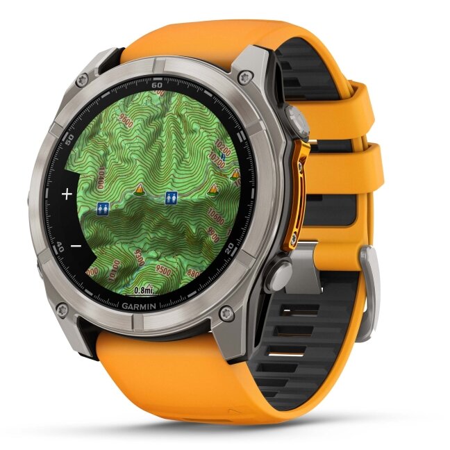 Watch Garmin fēnix® 8 – 51 mm, AMOLED  Sapphire, Titanium with Spark orange/graphite silicone band 20