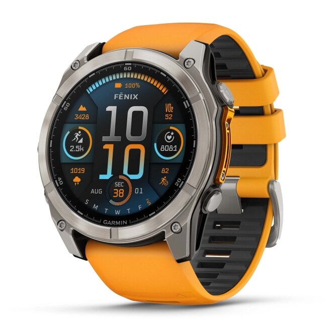 Watch Garmin fēnix® 8 – 51 mm, AMOLED Sapphire, Titanium with Spark orange/graphite silicone band 2 Watch Garmin fēnix® 8 – 51 mm, AMOLED Sapphire, Titanium with Spark orange/graphite silicone band 2