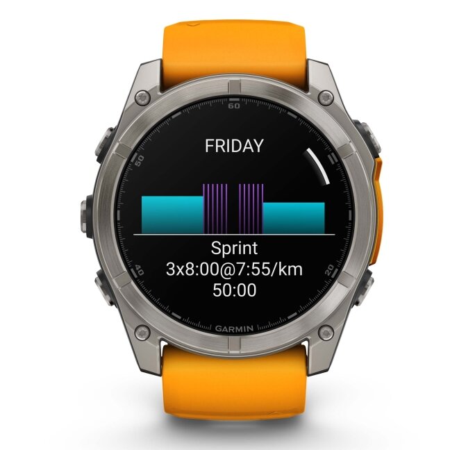 Watch Garmin fēnix® 8 – 51 mm, AMOLED Sapphire, Titanium with Spark orange/graphite silicone band 11 Watch Garmin fēnix® 8 – 51 mm, AMOLED Sapphire, Titanium with Spark orange/graphite silicone band 11
