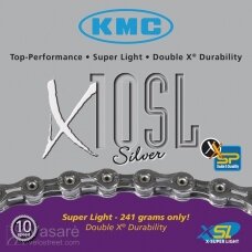 Grandinė KMC X-10 SL sidabrinė, 10 žvaigždučių blokui, 228g. 112 narelių, 1/2 x 11/128