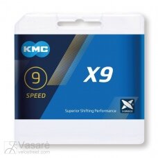 Chain KMC X9 silver/grey 1/2" x 11/128", 114 links, 6.6mm, 9 speed