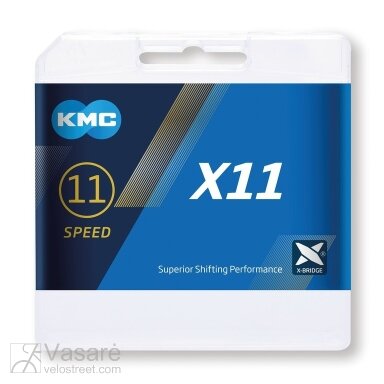 Grandinė KMC X11 1/2" x 11/114", 114 links,5.65mm silver/black Grandinė KMC X11 1/2" x 11/114", 114 links,5.65mm silver/black