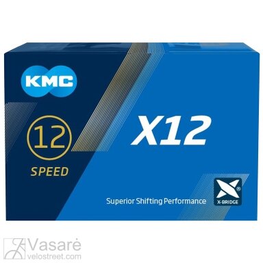 Grandinė KMC, X12 silver 12 pav. 126 nareliai Grandinė KMC, X12 silver 12 pav. 126 nareliai