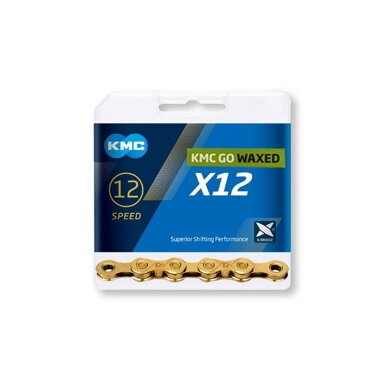 Grandinė KMC X12 Ti-N Gold Waxed 12 pavarų Grandinė KMC X12 Ti-N Gold Waxed 12 pavarų