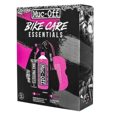 Muc-Off Bike Care Essentials Kit - komplektas pagrindinės priežiūros priemonės Muc-Off Bike Care Essentials Kit - komplektas pagrindinės priežiūros priemonės