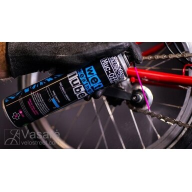 Muc-Off drėgnų sąlygų grandinės tepalas Wet Lube purškiamas 400ml Muc-Off drėgnų sąlygų grandinės tepalas Wet Lube purškiamas 400ml