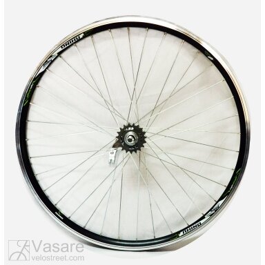 Ratas galinis 28 dvigubas 36stip., Velosteel stabulė, 1pav. Juodas Ratas galinis 28 dvigubas 36stip., Velosteel stabulė, 1pav. Juodas