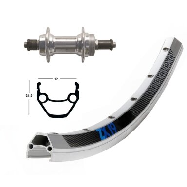 Galinis ratas 26 x 1.75 užsukamam blokui 6/7 su greitveržle QR 36h, Exal ZX 19 silver Niro spokes Galinis ratas 26 x 1.75 užsukamam blokui 6/7 su greitveržle QR 36h, Exal ZX 19 silver Niro spokes