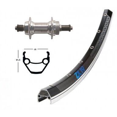 Galinis ratas 28 x 1.75 užsukamam 6/7 blokui, su greitveržle QR 36h, Exal ZX 19 black/silver Niro spokes Galinis ratas 28 x 1.75 užsukamam 6/7 blokui, su greitveržle QR 36h, Exal ZX 19 black/silver Niro spokes
