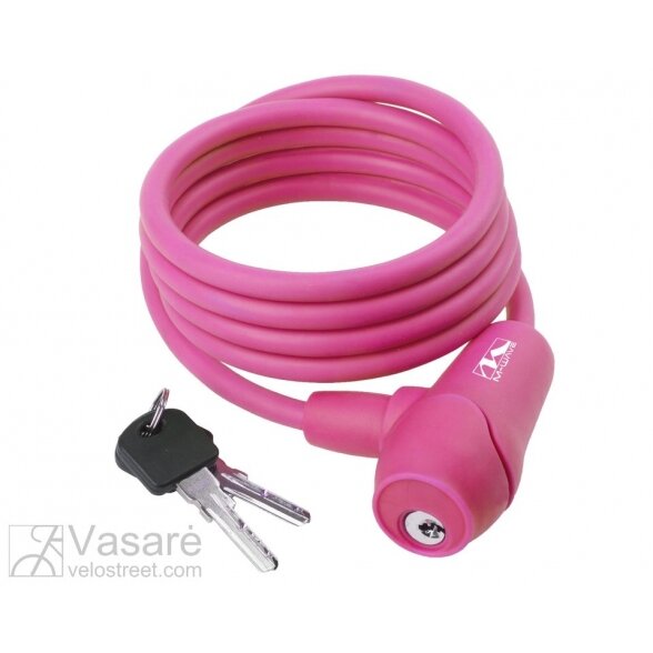 automatic silicone spiral cable lock M-WAVE, 1500 x 8 mm